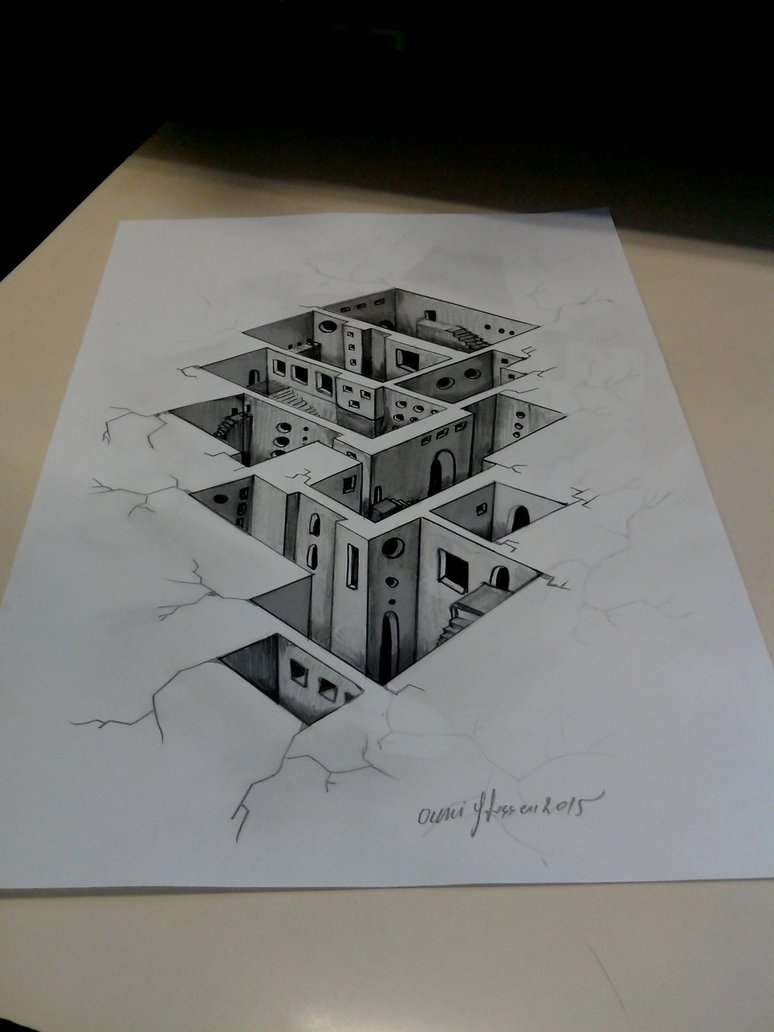 774x1032 3d City Drawing Step By Step 3d Underground City By Ghassen Ouni