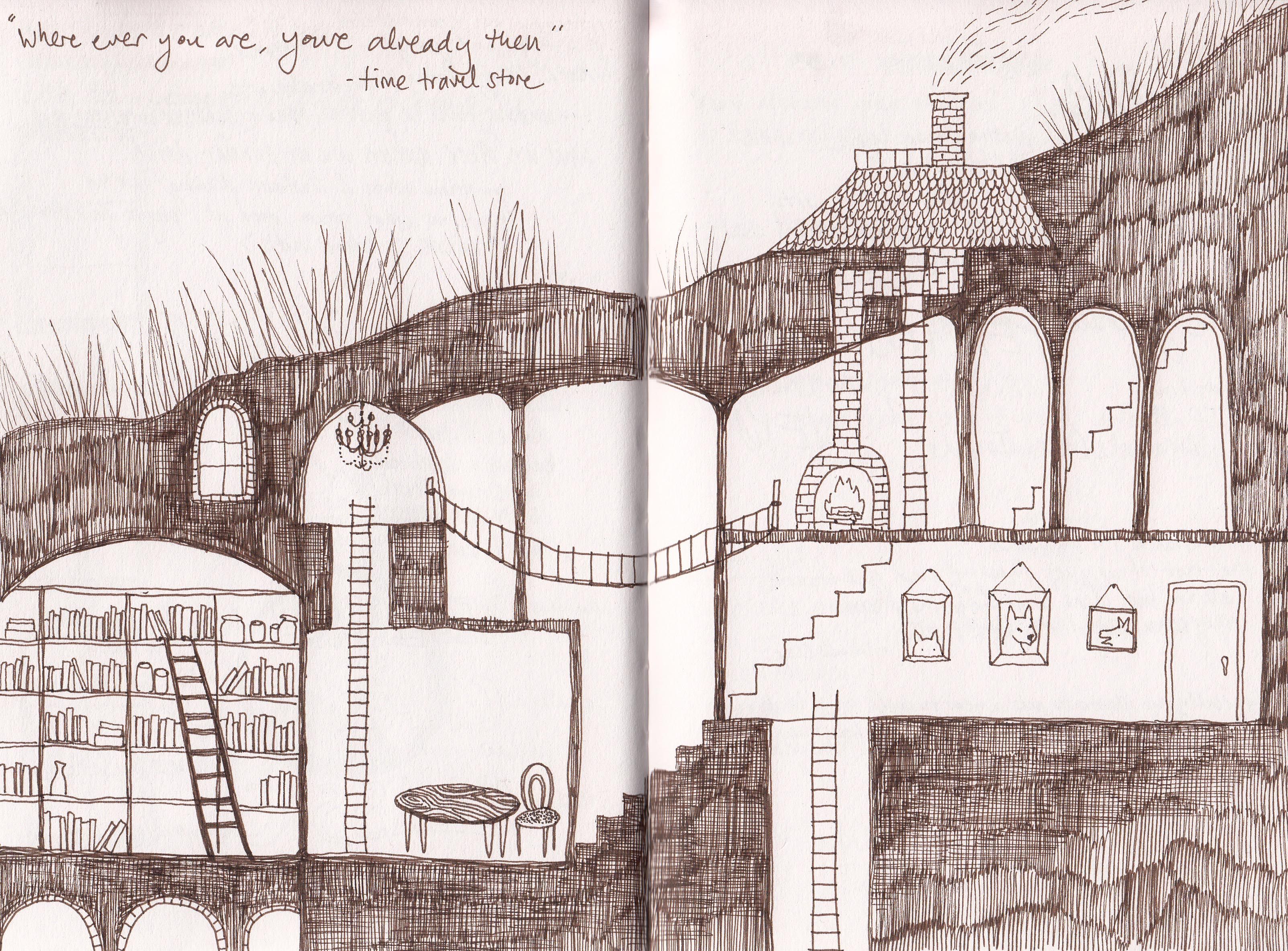 3206x2367 Underground House Sketchbook Drawing By Hillary Moore, Http