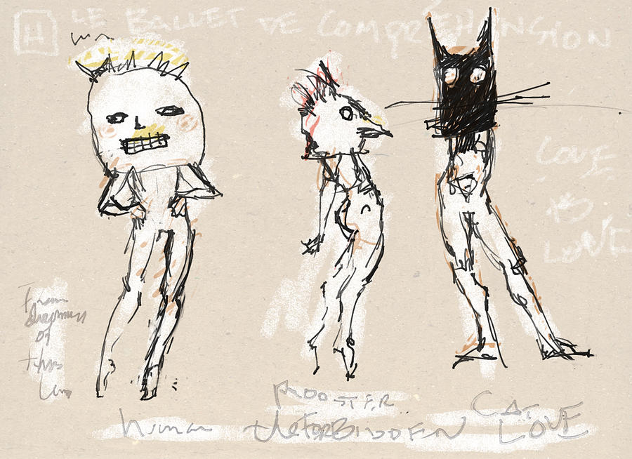 900x654 The Ballet Of Understanding Drawing By H James Hoff