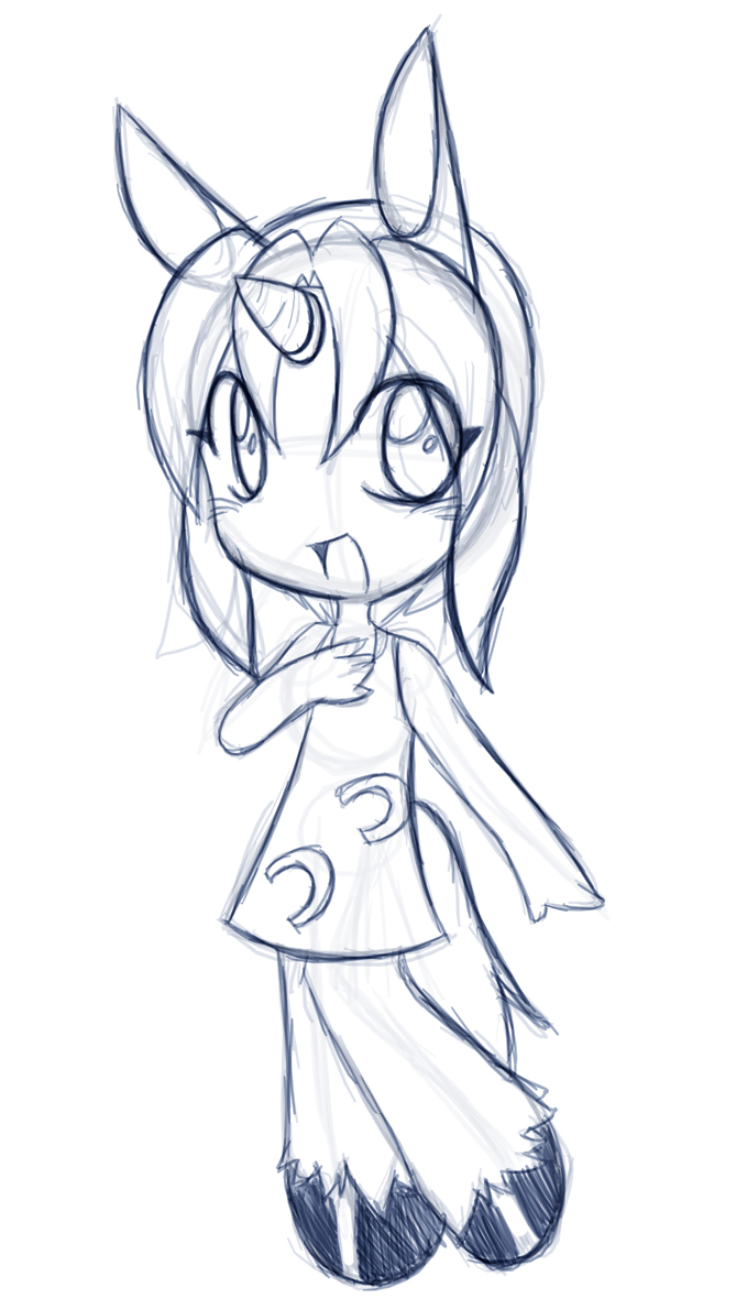 669x1179 Little Unicorn Girl Sketch By Rongs1234