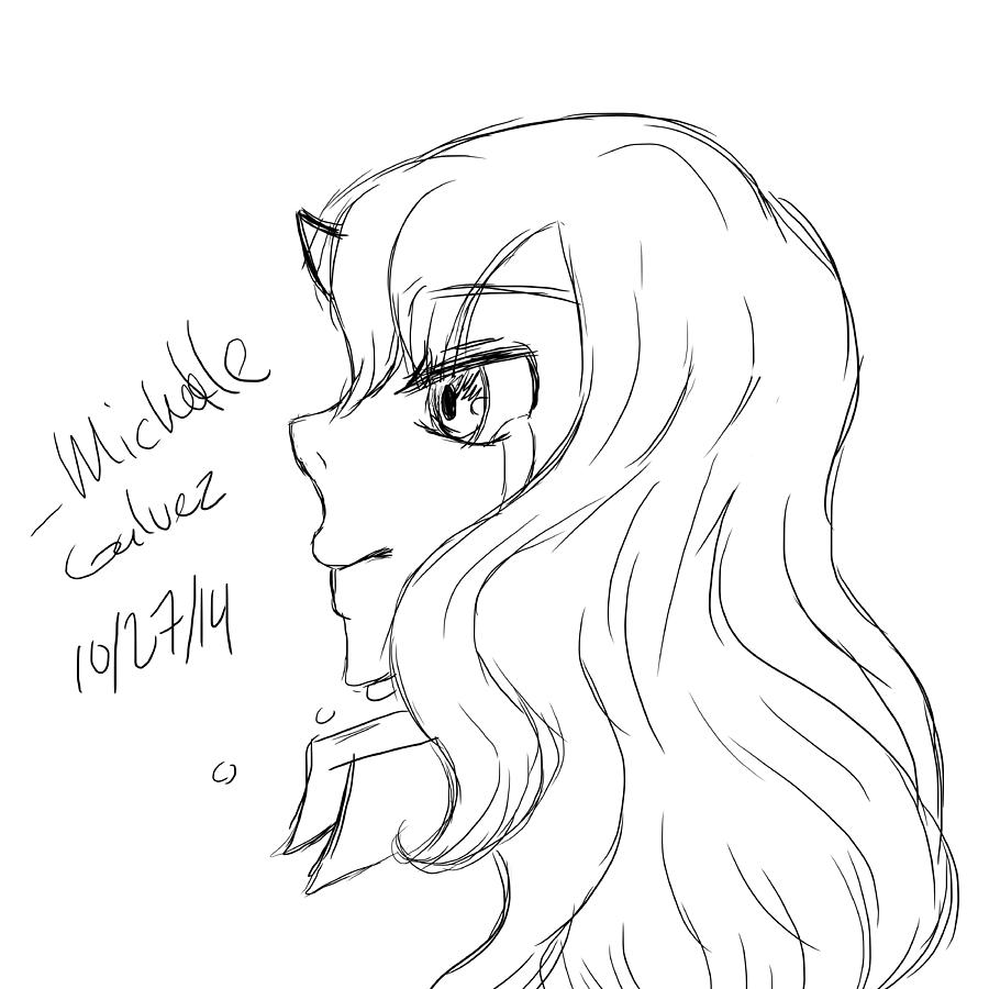 900x900 The Lonely Unicorn Girl Drawing By Michelle Galvez