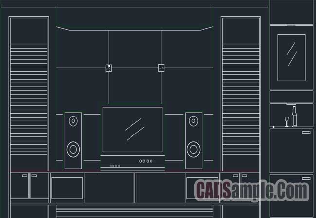 649x449 Tv Unit Free Dwg Drawing