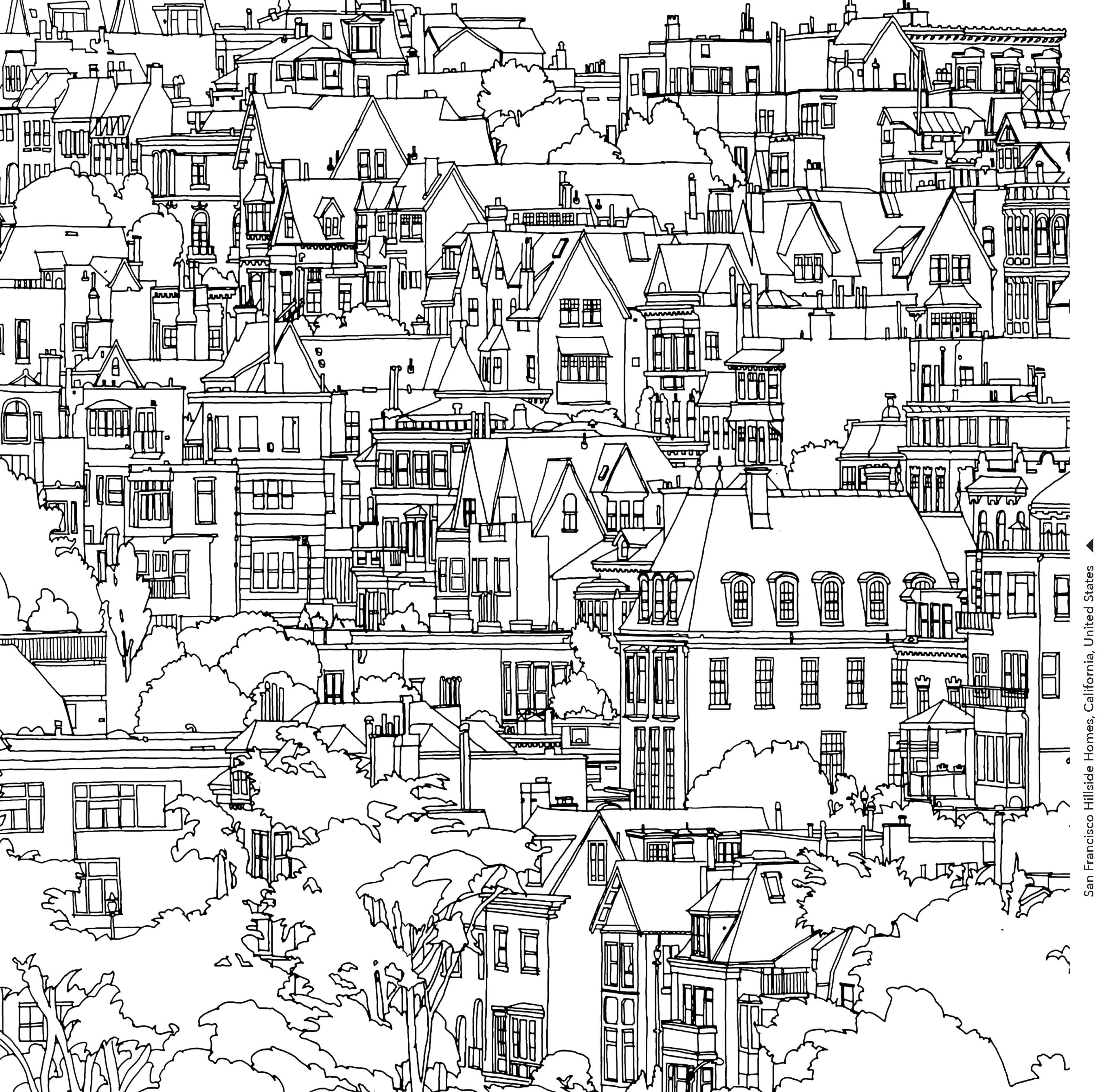 3535x3448 Urban Coloring Pages City Women Downtown Page Fine