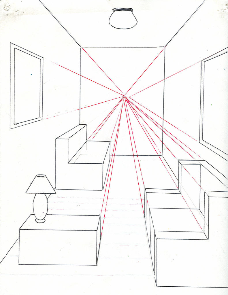 791x1024 How To Draw A Room Using One Point Perspective 11 Steps