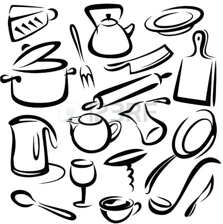 447x450 Kitchen Utensils Clipart Black And White