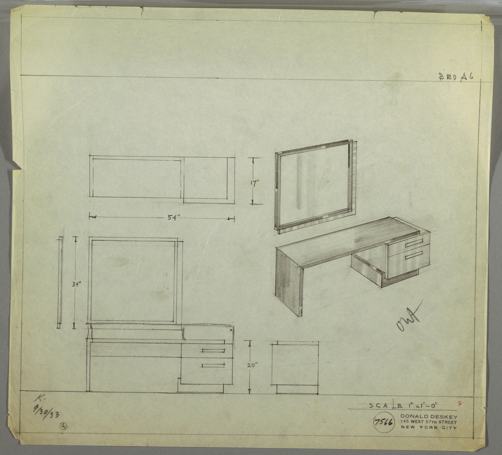 1024x928 Drawing, Design For A Vanity And Rectangular Mirror,