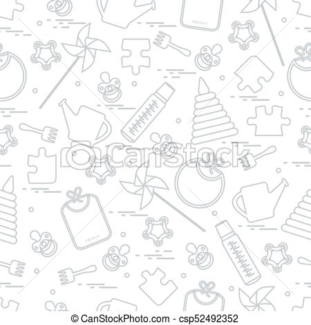 450x470 Cute Seamless Pattern With Variety Children's Goods And Clipart