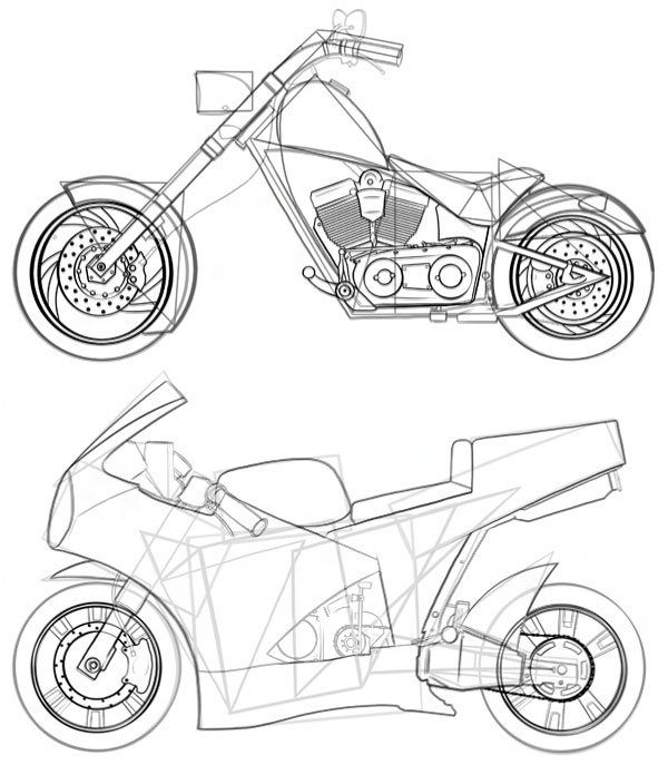 600x696 How To Draw Vehicles Motorcycles
