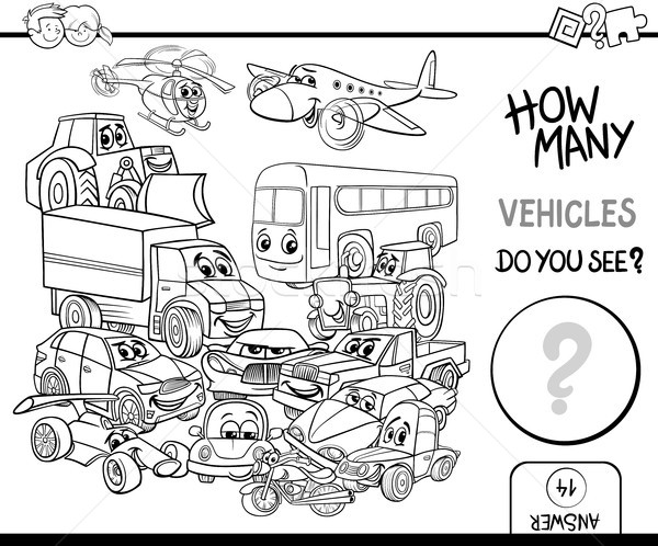 600x498 Counting Vehicles Coloring Page Vector Illustration Igor