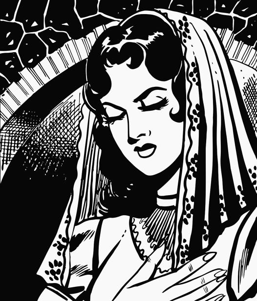 526x617 Woman Wearing Veil And Eyes Closed Printable Image Illustration