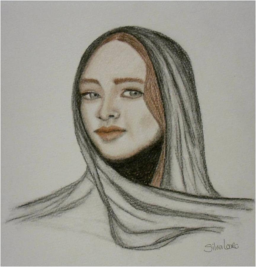 864x900 Roxanne's Veil Drawing By Silvia Louro