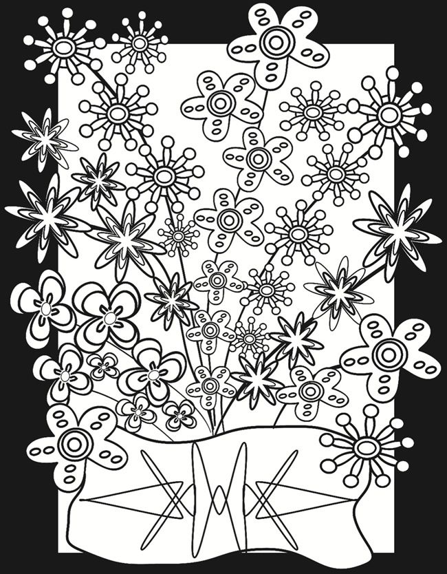 650x834 Flower Power Coloring Page Print This On Vellum Then Color