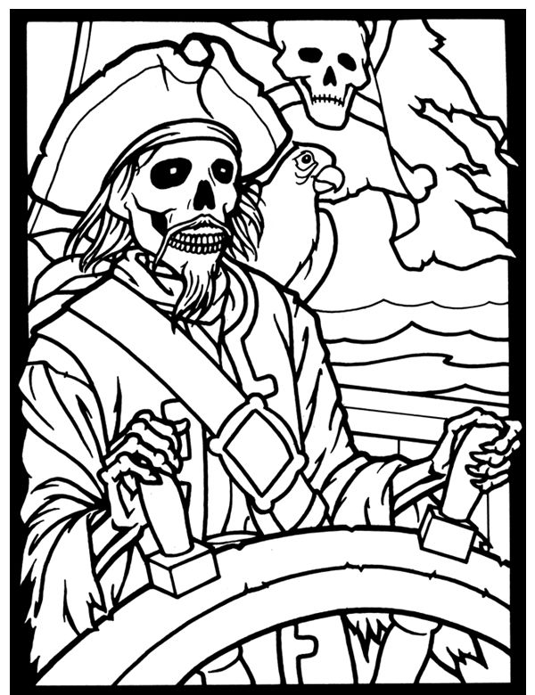 600x780 More Pirate Stained Glass Coloring Pages (Print On Vellum Paper