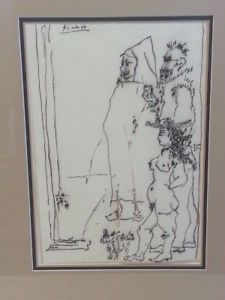 225x300 Picasso Authentic Ink On Vellum Artist In The Mirror Hand Signed