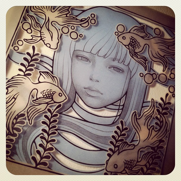 612x612 Another 6x6 Hand Cut Vellum Double Layered Drawing.