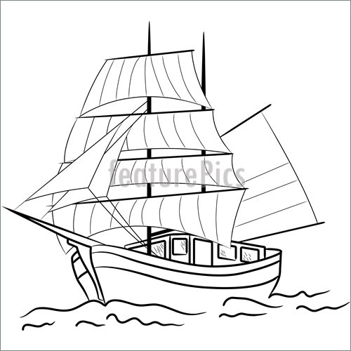 500x500 Illustration Of Sketch Of Nautical Sailing Vessel