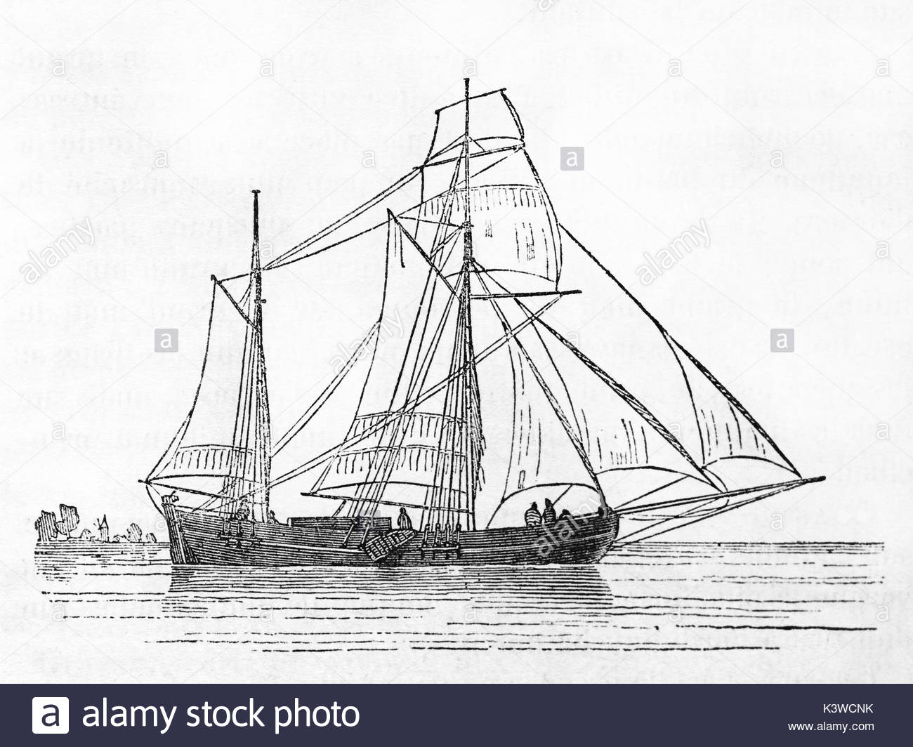 1300x1064 Old Illustration Of A Galiot, Dutch Trading Vessel. By