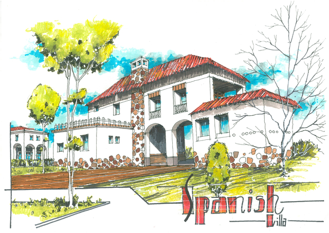 640x453 Soran Shangapour Artwork Spanish Villa Original Drawing Marker