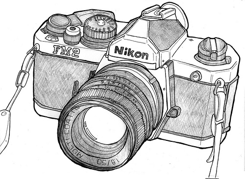 500x366 Collection Of Nikon Camera Drawing Tumblr High Quality, Free