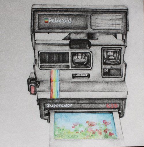 500x511 Polaroid Camera Drawing Tumblr Peace Love Smiley Face