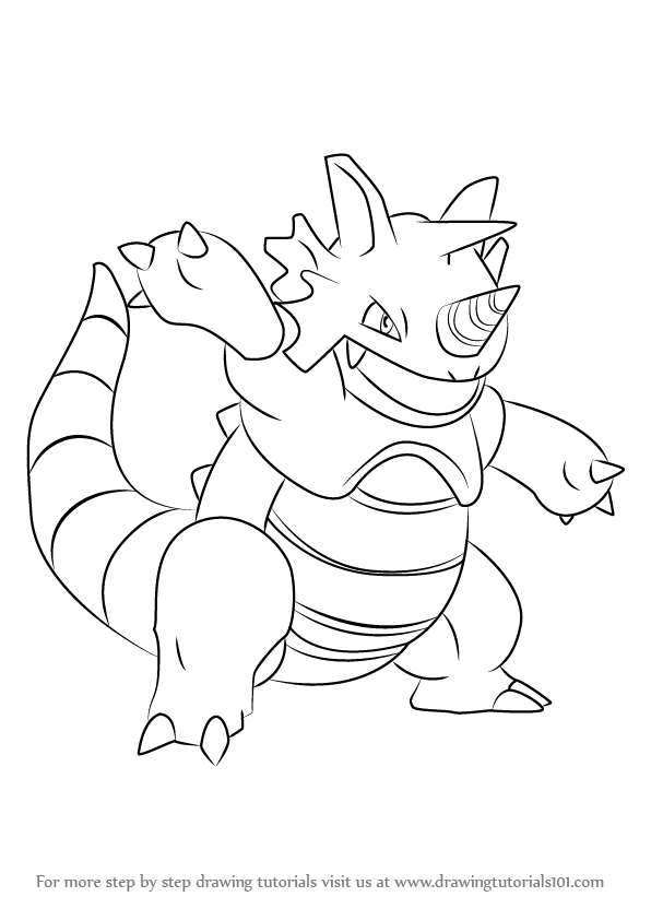 596x842 Learn How To Draw Rhydon From Pokemon (Pokemon) Step By Step