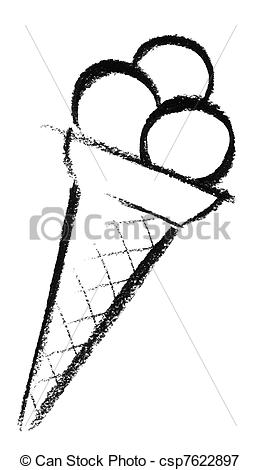 261x470 Scetched Icecream. Crayon Sketched Ice Cream Wafer Stock