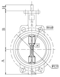 198x253 Split Shaft Pinless Wafer And Lug Type Butterfly Valve