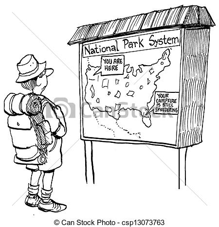 450x467 Hiker Sees A Map With A Fire Warning. You Are Here. Your Stock