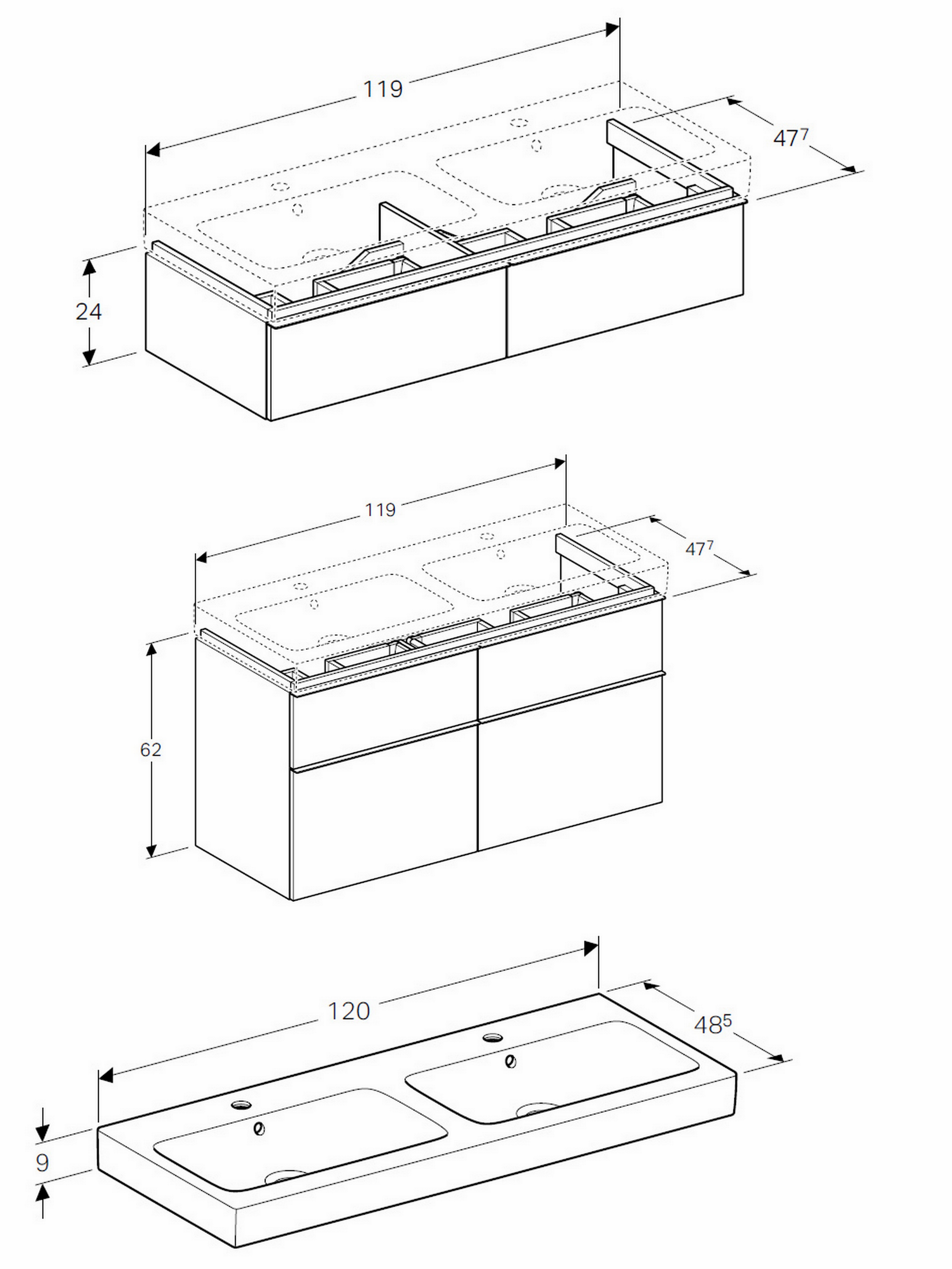 3841x5120 Geberit Icon 120cm Cabinet For Double Wash Basin Uk Bathrooms