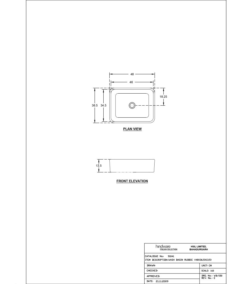 850x995 Buy Hindware White Ceramic Rubbic Wash Basin Online