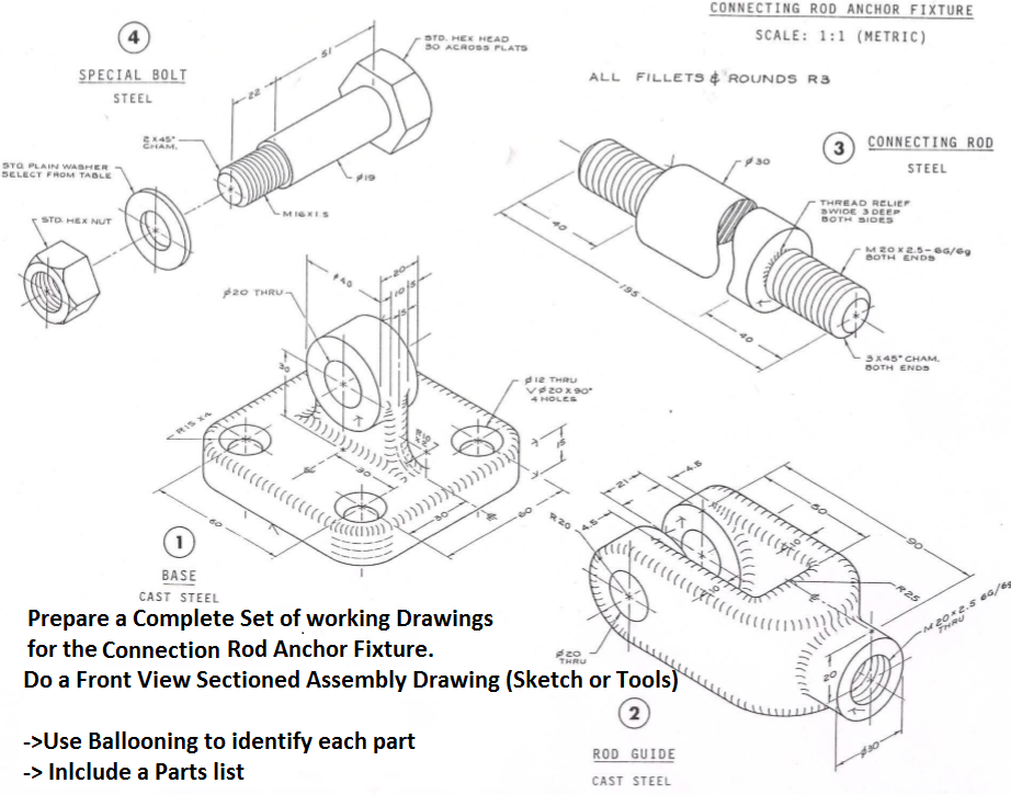 922x735 Solved Prepare A Complete Set Of Working Drawings