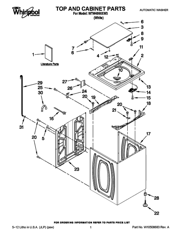 600x776 Whirlpool Wtw4950xw3 Washer Parts And Accessories