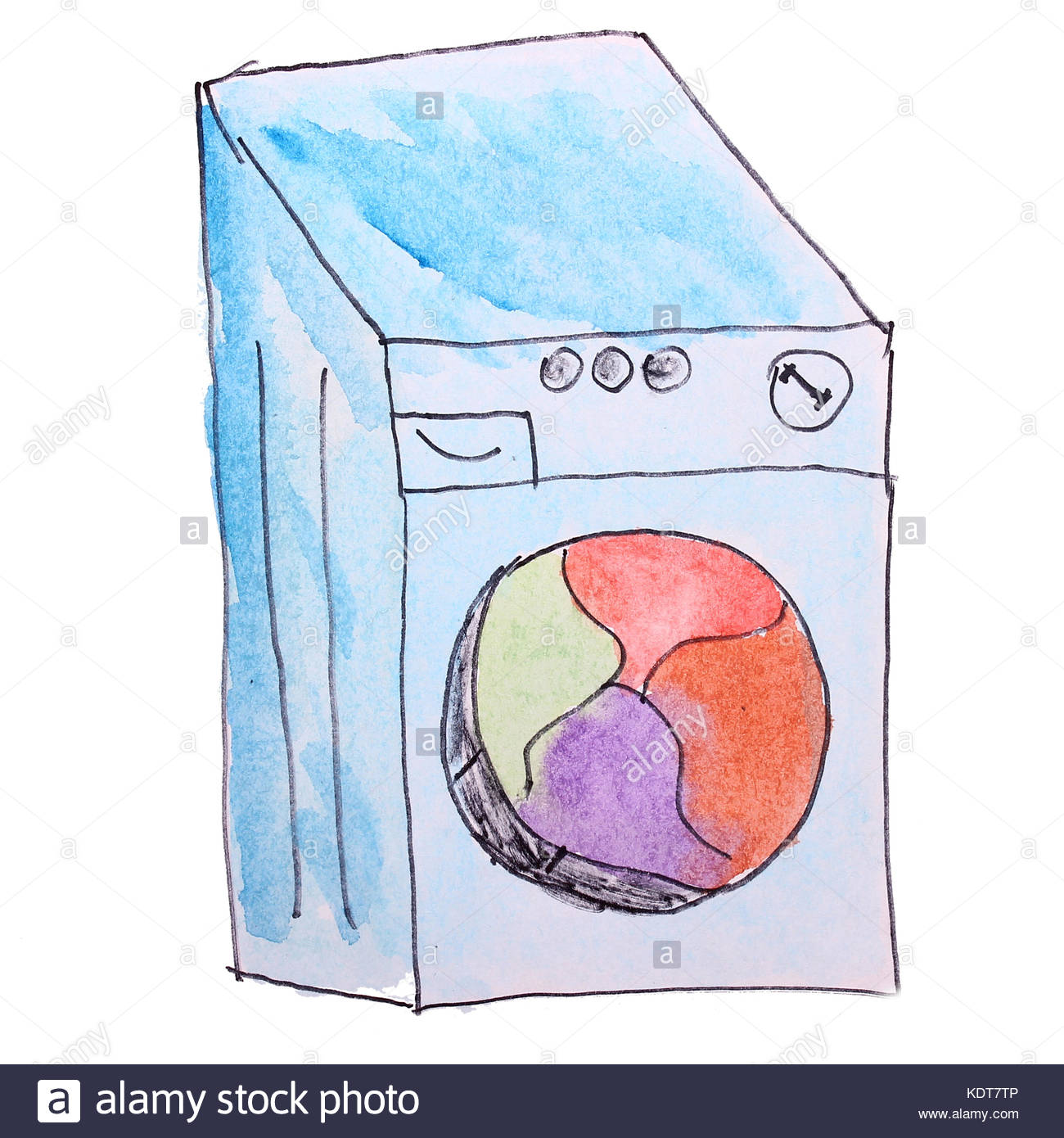 1300x1390 Washer Watercolor Drawing Cartoon Isolated On A White Background