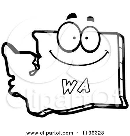 450x470 Cartoon Clipart Of An Outlined Happy Washington State Character