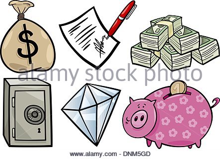 443x320 Cartoon Illustration Of Business Valuable Objects Or Wealth