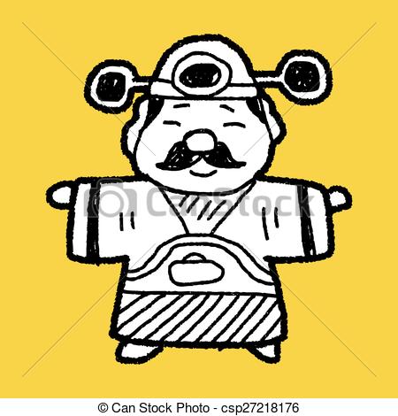 450x470 Chinese New Year God Of Wealth Doodle Vectors Illustration