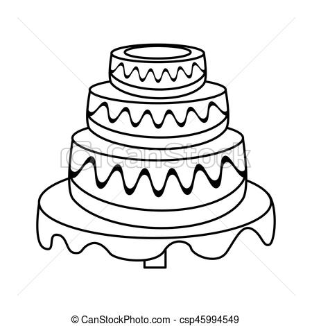 450x470 Wedding Cake Dessert Outline Vector Illustration Eps 10 Eps Vector