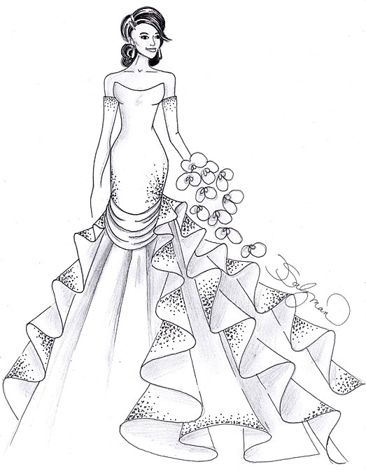 523x680 Kim Kardashian Wedding Gown Sketches