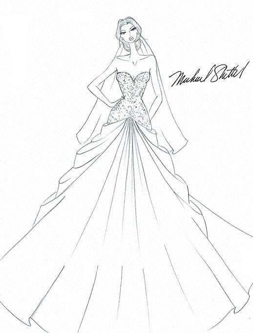 518x680 Designer Fantasy Sketches Kim Kardashian's Wedding Gown Wedding