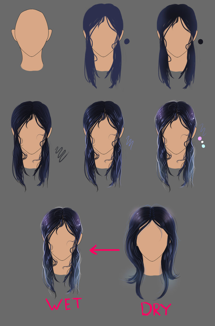 727x1100 How To Draw Wet Hair By Amedvleec
