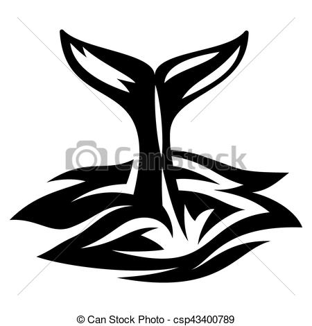 450x470 Monochrome Vector Illustration Of Whale Tail, Who Dives