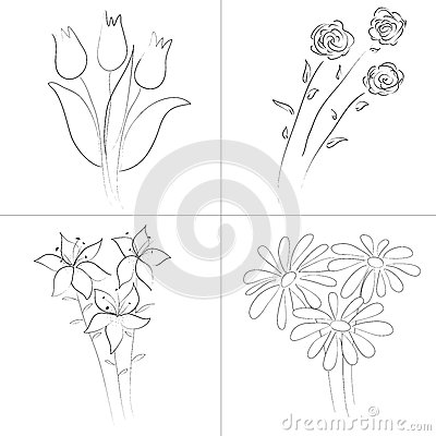 400x400 Gallery Different Flowers Sketch,