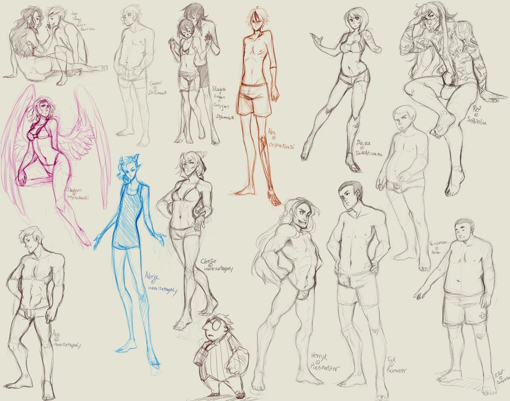 1008x792 All Types Sketches Drawing Different Body Types Character