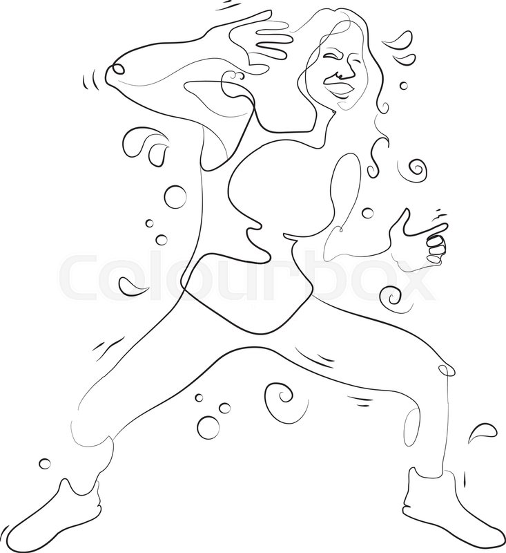 733x800 Simple, Dynamic Line Drawing With Active Woman Working Out