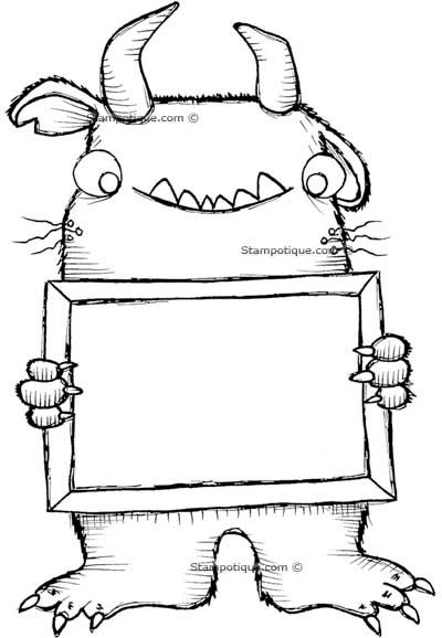 400x578 Whisker Monster With Sign Coloring Pages Monsters