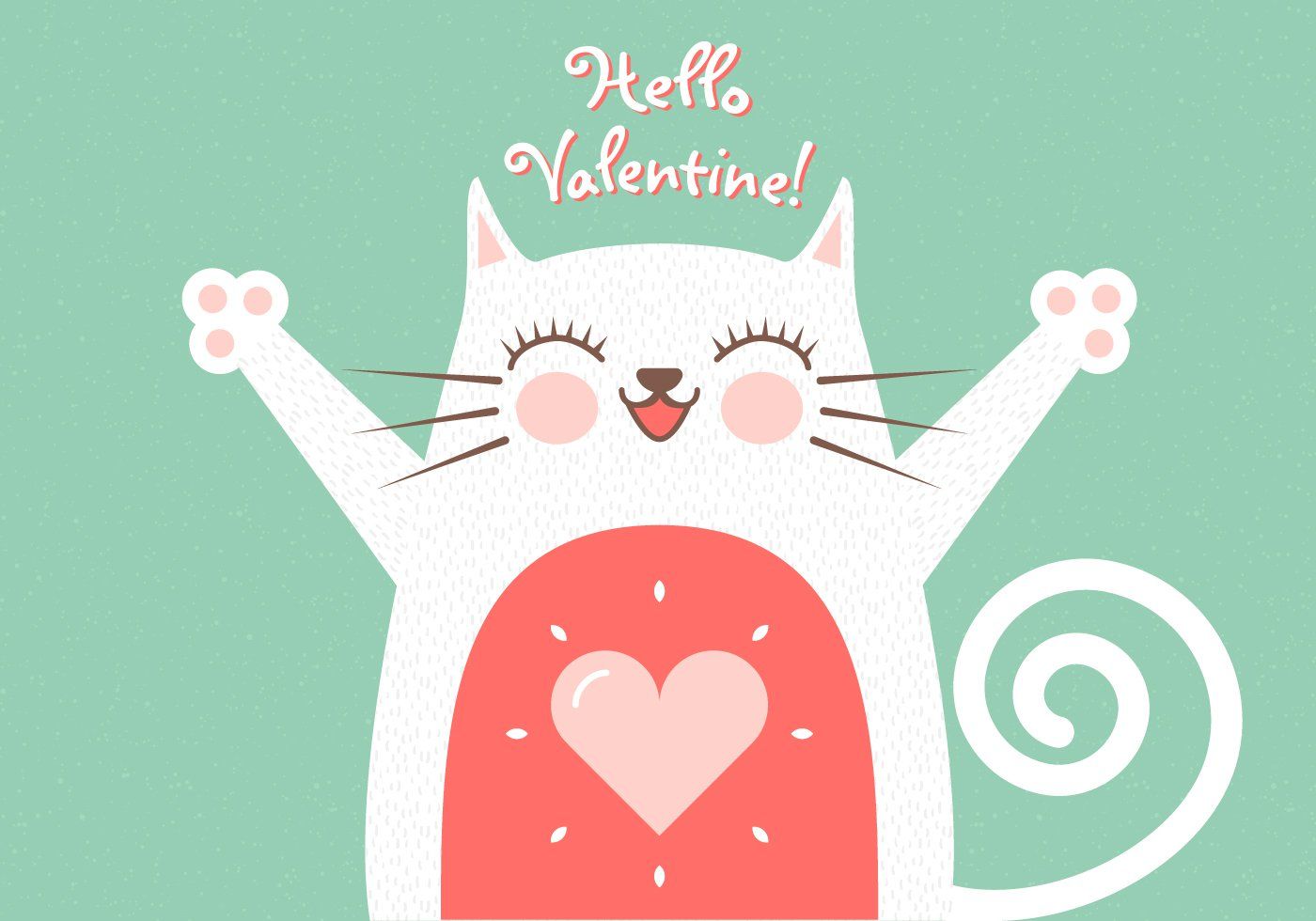 1400x980 Cute Romantic Cat Greeting Card Vector Graphic Veterinarian