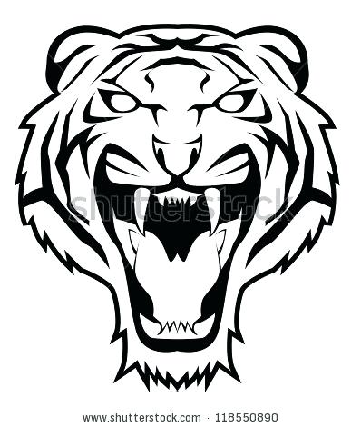 398x470 Black And White Tiger Face Outline Black And White Tiger Face