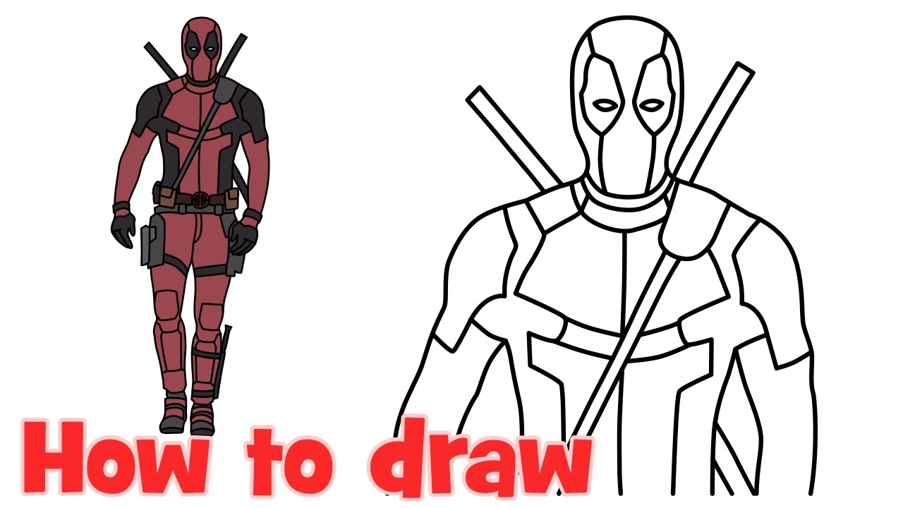1280x720 How To Draw Deadpool Superhero Full Body Step By Step Drawing