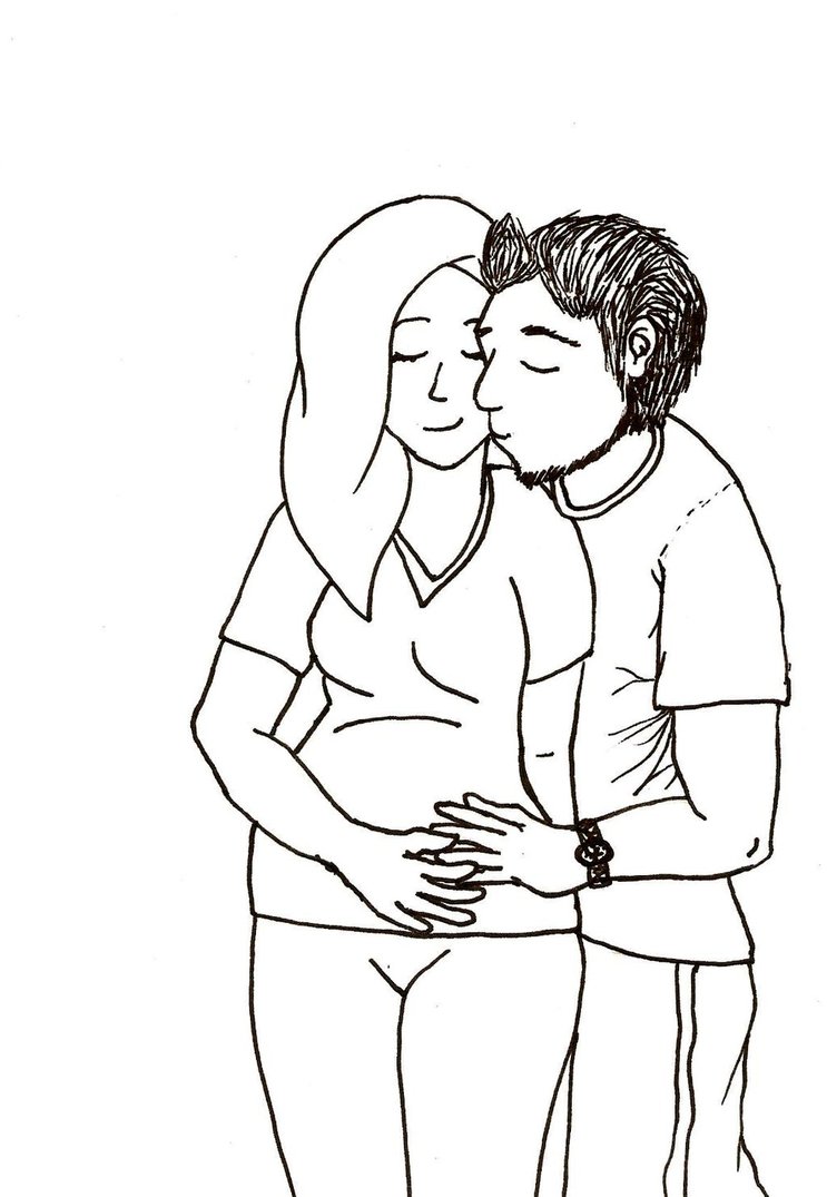 743x1075 Pregnant Wife And Husband Line Art By Rockachica2