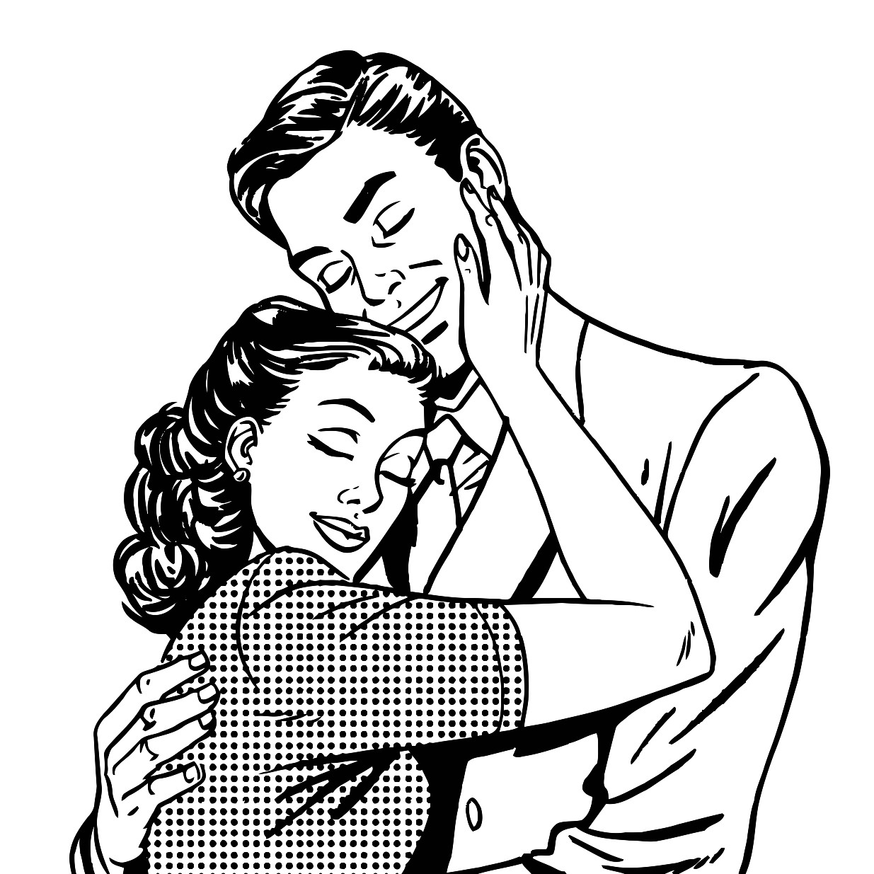 1235x1235 Couple In Love Hugging Husband Wife Retro Printable Image